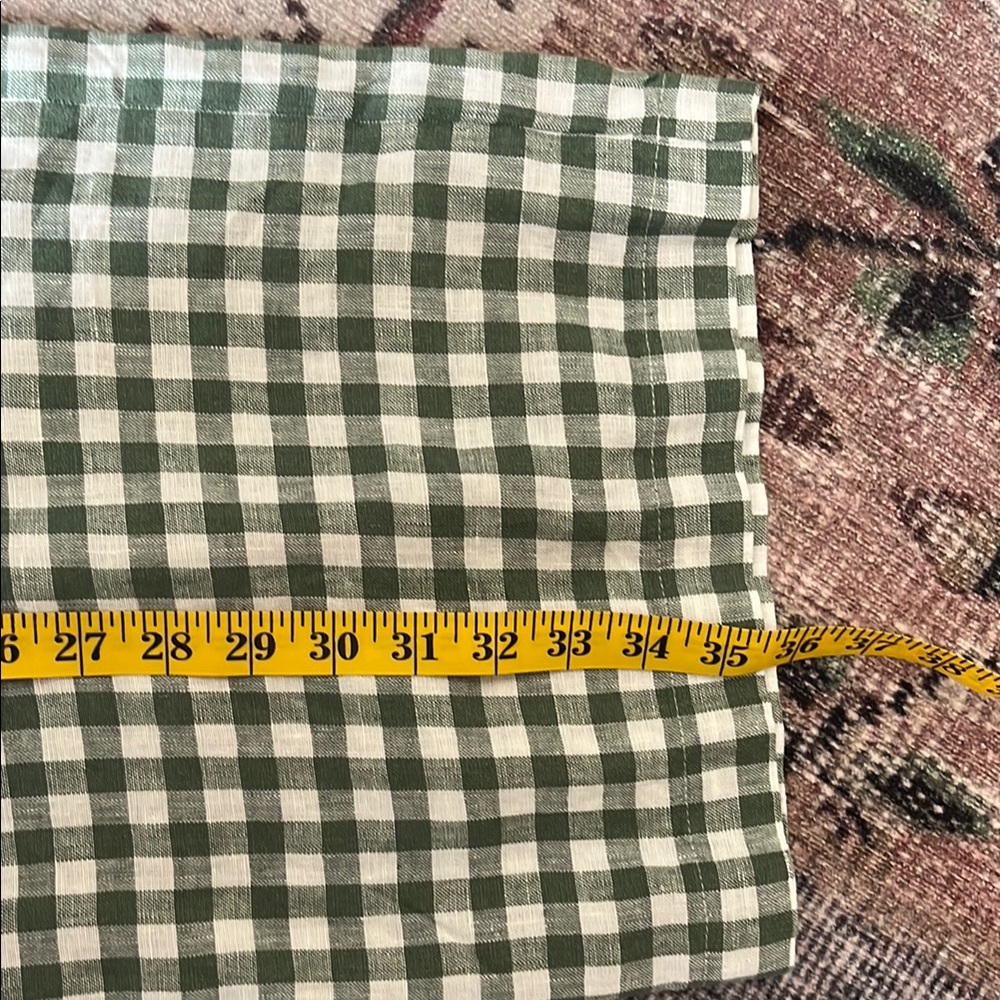 Linenfox Green and White Checkered Wide Leg Pants - Picture 5 of 6